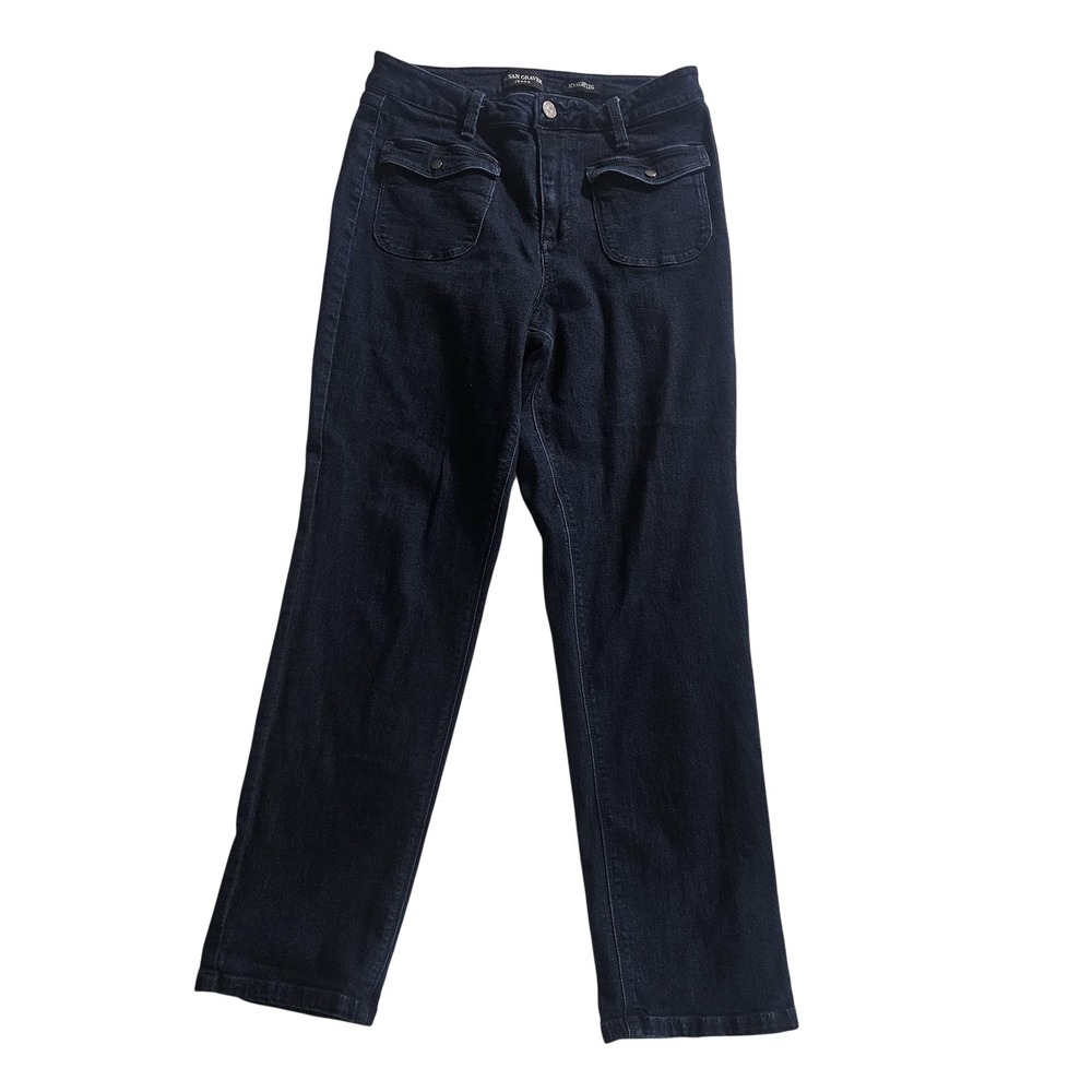 Susan Graver Jeans Womens 16 Blue Dark Wash Straight Patch Pocket‎ Denim Pants